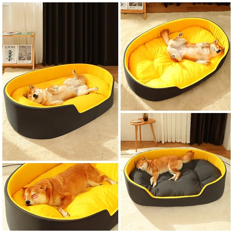 Yellow and black sponge dog bed pet nest with stereo design for all seasons