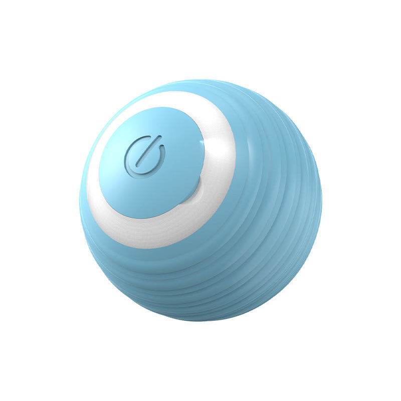 Automatic moving bouncing silicone cat toy ball in blue and pink for indoor kittens