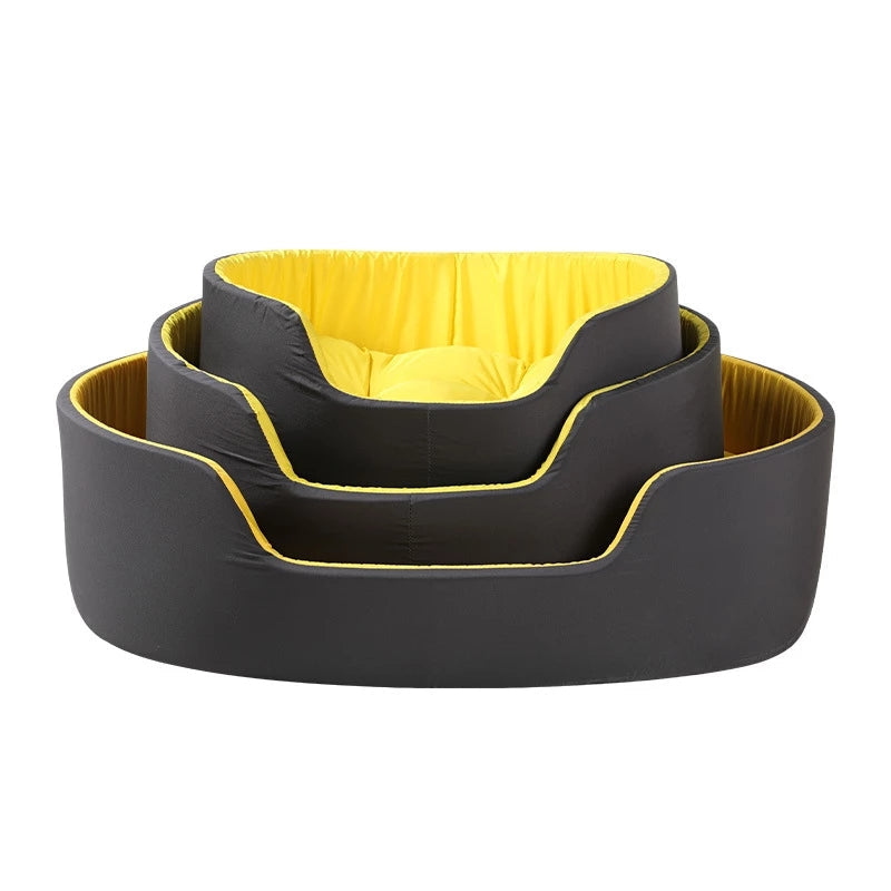 Yellow and black double color sponge dog bed pet nest for all seasons