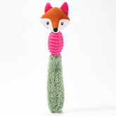 PetZen Chew & Squeak Plush Dog Toy with dual plush and TPR materials in six animal designs including frog, fox, elephant, squirrel, raccoon.