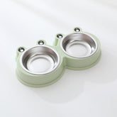 Stainless steel pet double bowl for cat and dog feeding and drinking water