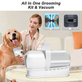 White Vacuum Trimming 7-in-1 multifunctional pet grooming device for dogs made of ABS