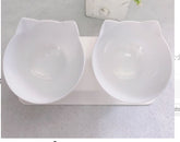 Non Slip Double Cat Bowl With Raised Stand Pet Food Cat Feeder Protect Cervical Vertebra Dog Bowl Transparent Pet Products null