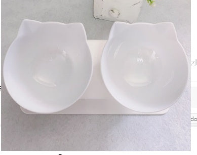 Non Slip Double Cat Bowl With Raised Stand Pet Food Cat Feeder Protect Cervical Vertebra Dog Bowl Transparent Pet Products null