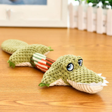 Voice toys plush long-tailed fox and polyester alligator dog chew toys