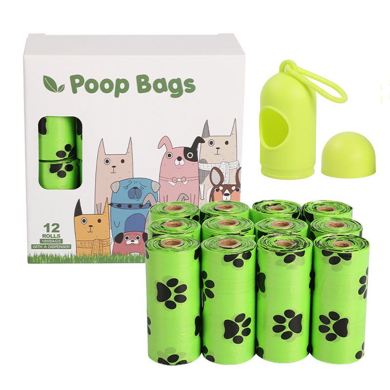 Green continuous roll dog poop bags made of biodegradable HDPE+EPI material