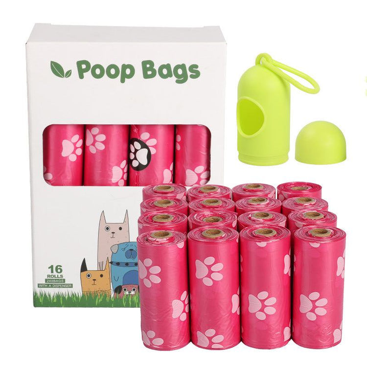Roll of green dog poop bags made from biodegradable HDPE and EPI material