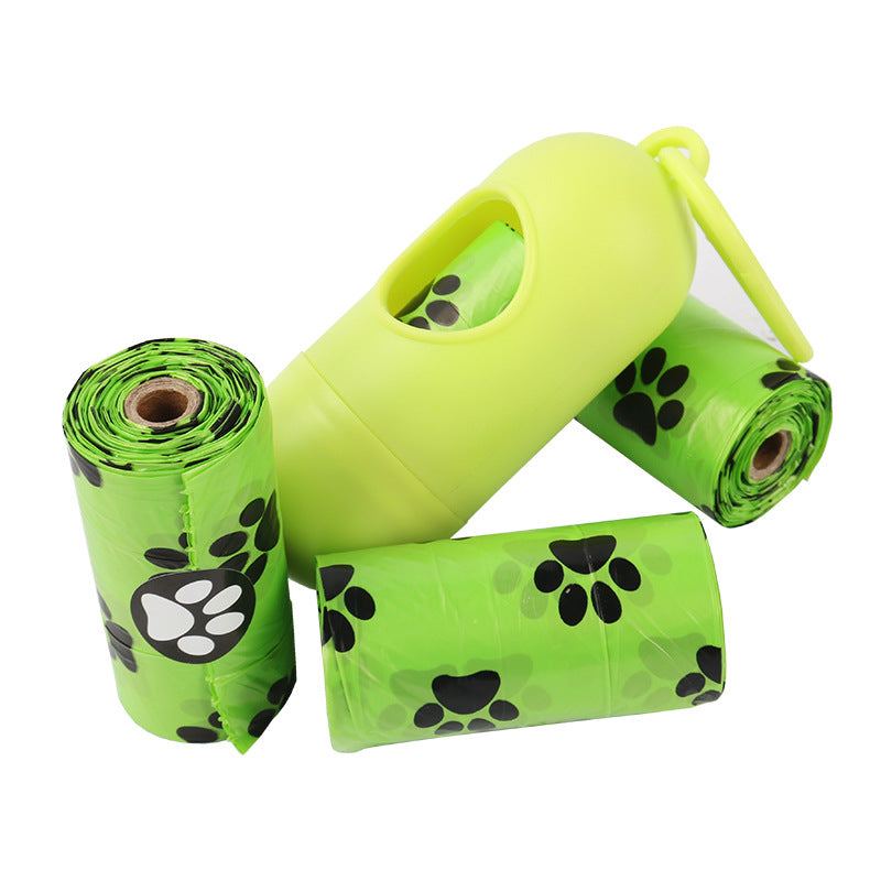 Rolls of green dog poop bags made from biodegradable HDPE and EPI material