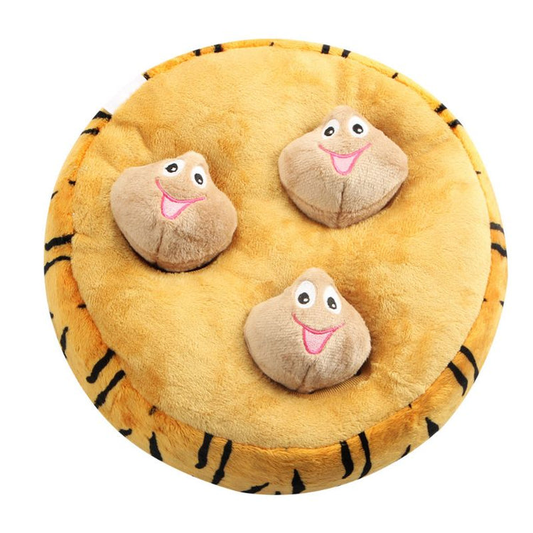 PetZen Squeaky Plush Pet Toy Set with 3 spring dolls and durable mat for cats and dogs