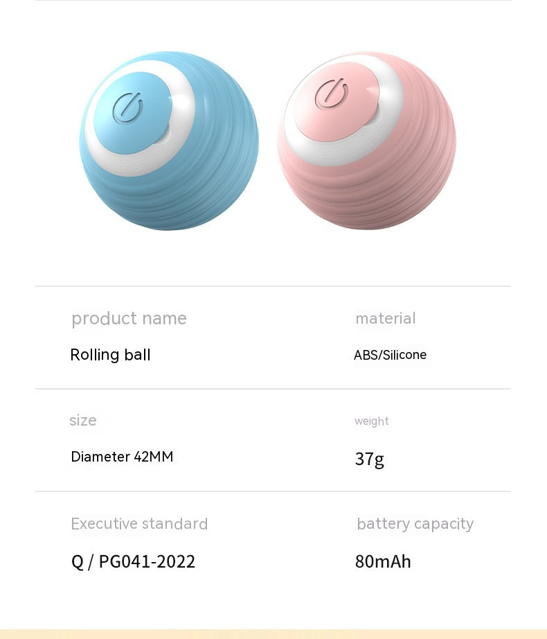 Automatic moving bouncing silicone smart cat toy ball in blue and pink colors for indoor kittens