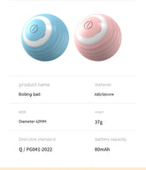 Automatic moving bouncing silicone smart cat toy ball in blue and pink colors for indoor kittens