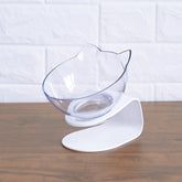 Non Slip Double Cat Bowl With Raised Stand Pet Food Cat Feeder Protect Cervical Vertebra Dog Bowl Transparent Pet Products null