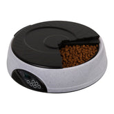 Pet automatic feeding machine with 6 storage slots, programmable timer, voice recorder, and detachable tray in multiple colors
