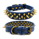 Bronze pointed rivet pet collar with PU material and zinc alloy hardware
