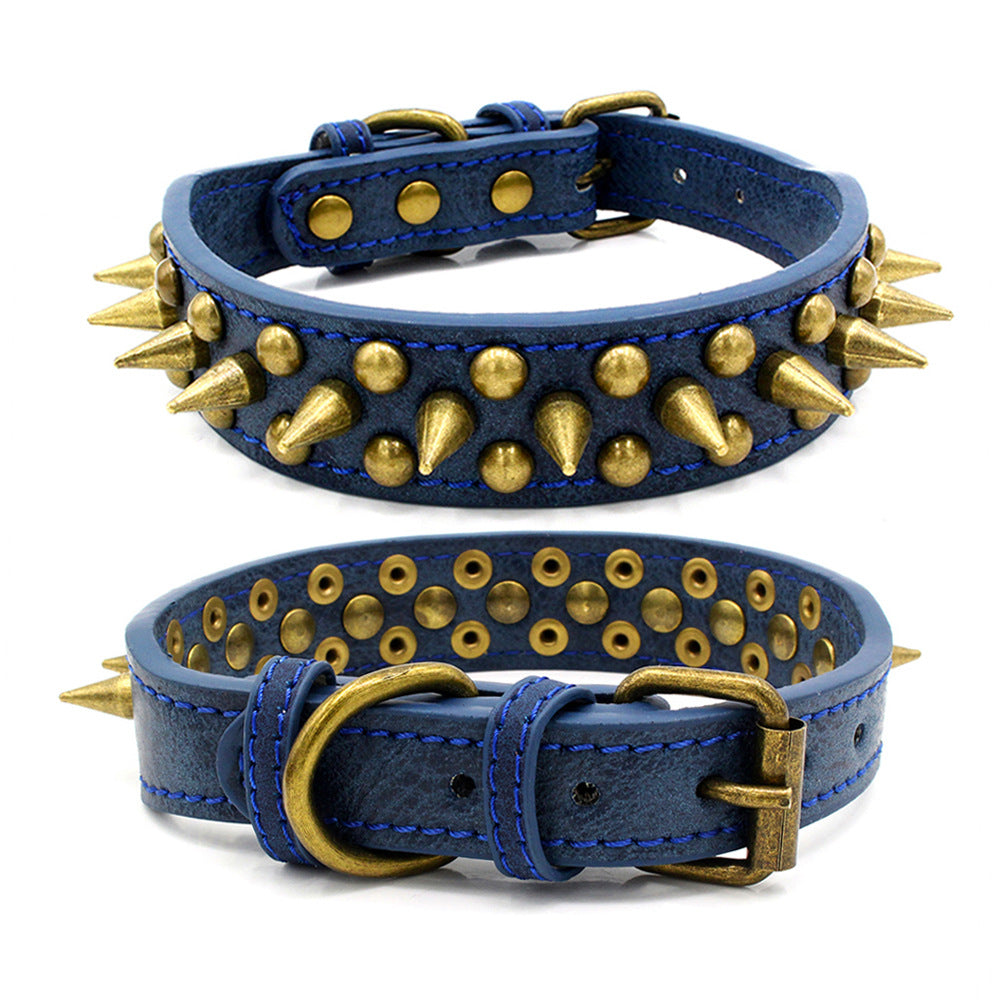 Bronze pointed rivet pet collar made of PU with zinc alloy hardware for dogs