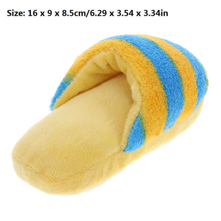 Colorful plush pet toys chew squeaker for dogs and cats in blue, yellow, pink, and coffee colors