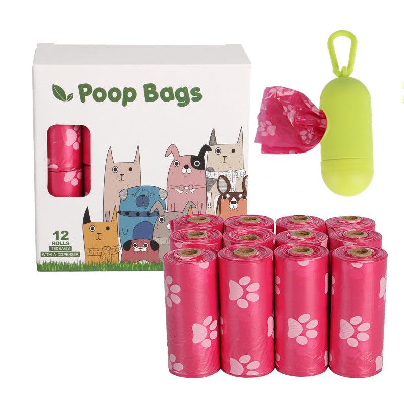 Roll of green dog poop bags made from biodegradable HDPE and EPI material