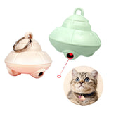Automatic USB rechargeable cat laser toy collar in green and pink for interactive pet play