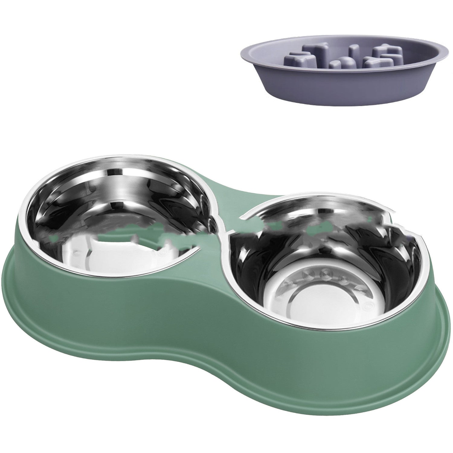 Pet slow feeding bowl with removable stainless steel insert in various colors for dogs and cats