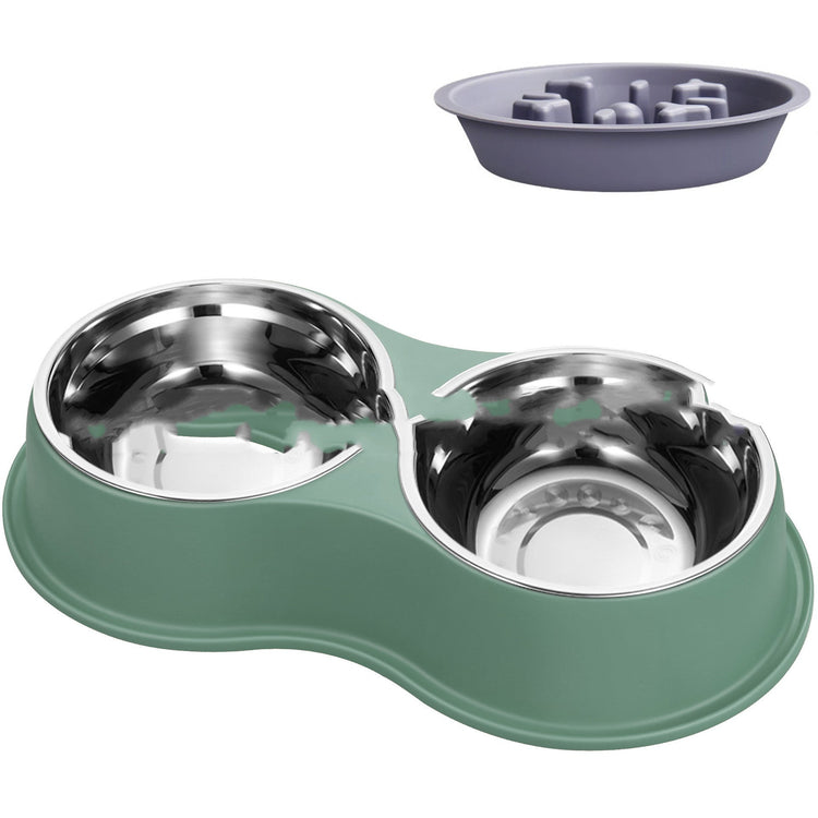 Pet slow feeding bowl with removable stainless steel insert in various colors for dogs and cats
