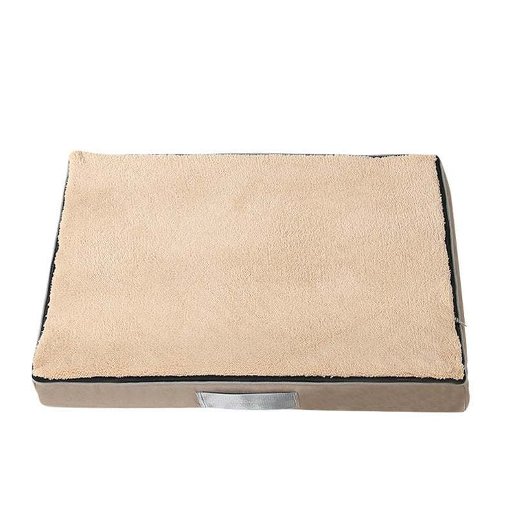Big plush memory foam big pet bed for large dogs with removable washable mattress and nonslip bottom.