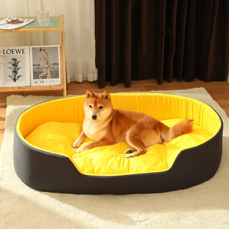 Yellow and black sponge dog bed pet nest for all seasons