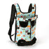 Soft pet chest bag in black, blue denim, beige corgi, light green corgi, and flamingo colors with multiple size options S to XXL