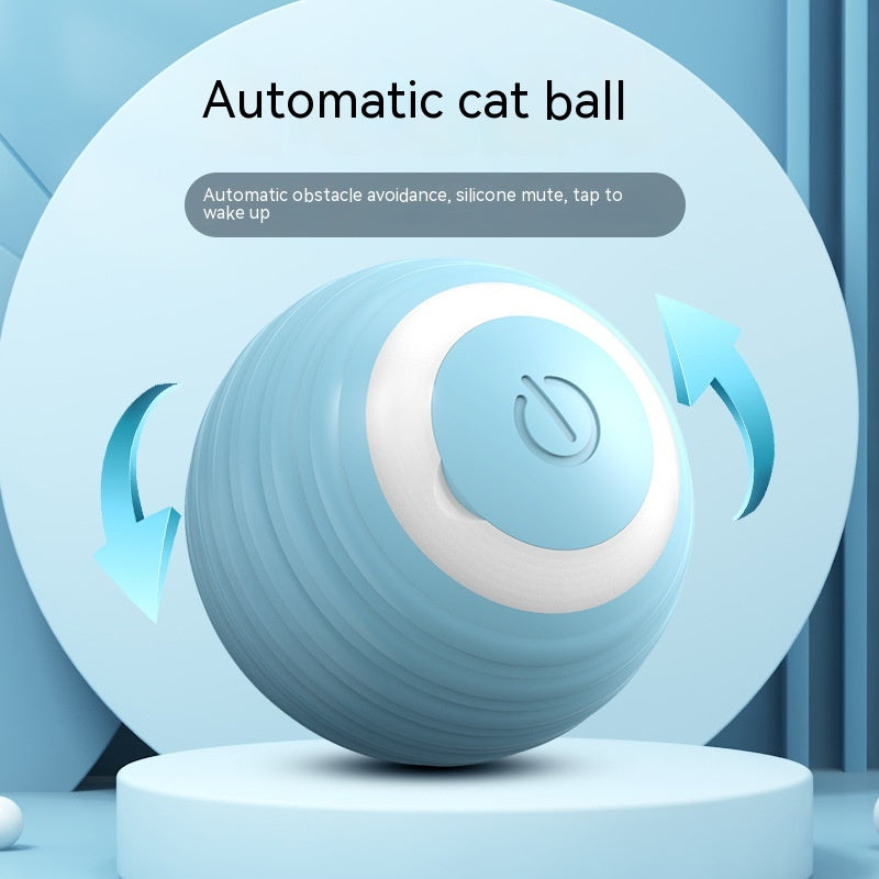 Blue and pink automatic moving bouncing silicone cat toy balls for indoor kittens
