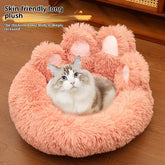 Plush kennel thickened pet bed in coffee color with hand-shaped design for large dogs