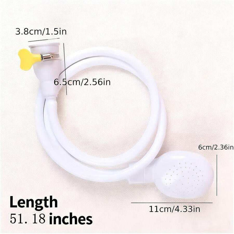 Portable handheld faucet sprayer with easy-install adapter for shampooing and pet bathing, durable ABS material, ideal for home, travel, and RV use
