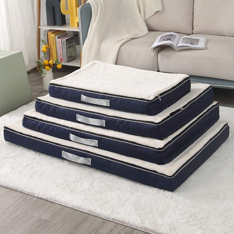 Large plush memory foam dog bed with nonslip bottom and removable washable cover for big pets
