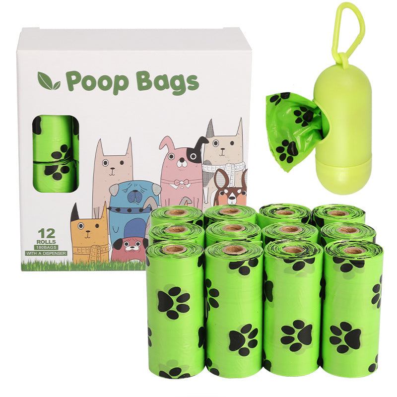 Green continuous roll dog poop bags made of biodegradable HDPE and EPI material