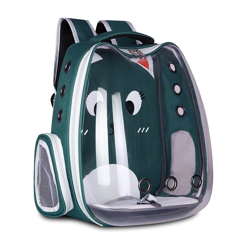 Breathable pet backpack carrier in nylon with cartoon patterns for cats and dogs in multiple colors