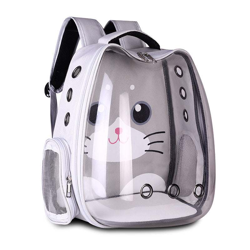 Breathable pet backpack carrier for cats and dogs in multiple colors with cartoon design