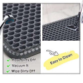 Grey double-layer cat litter mat with rice shape design for effective litter trapping and waterproof protection