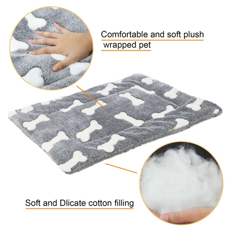 Self-warming soft fleece cat and dog bed mat with non-slip backing and washable design