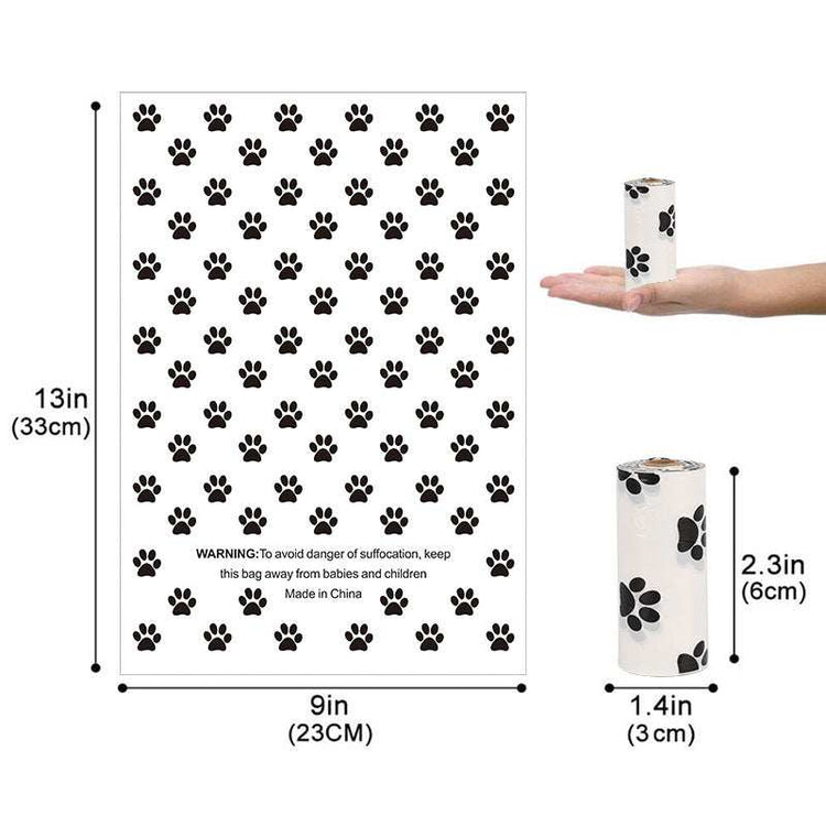 Green continuous roll dog poop bags for pet waste disposal