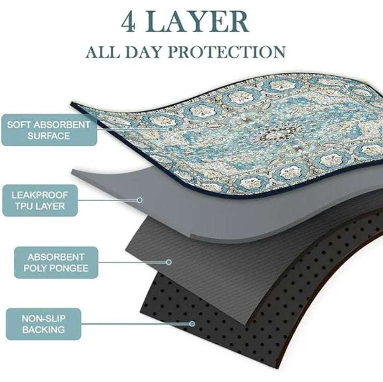 PetZen premium washable puppy training pads reusable leak-proof soft absorbent flannel non-slip bottom in tie-dye style