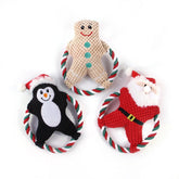 Pet Christmas plush rope toys including Santa Claus and Christmas bear designs