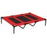 Red XL elevated dog bed with metal frame and breathable mesh for outdoor and indoor use