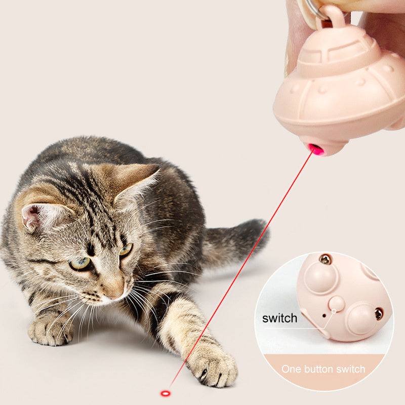 USB rechargeable cat laser toy pointer on green collar for interactive kitten training