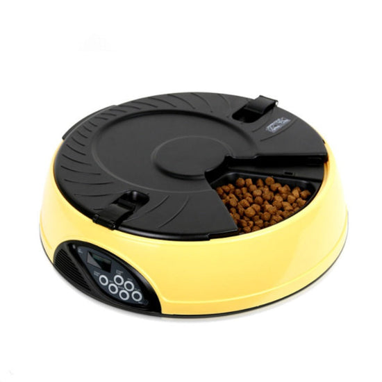 Pet automatic feeding machine with 6 storage slots and voice recording feature