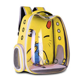 Breathable pet backpack carrier in multiple colors for cats and dogs with cartoon pattern and nylon material