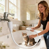 Portable handheld faucet sprayer with easy-install adapter, durable ABS material, ideal for home, travel, and pet bathing