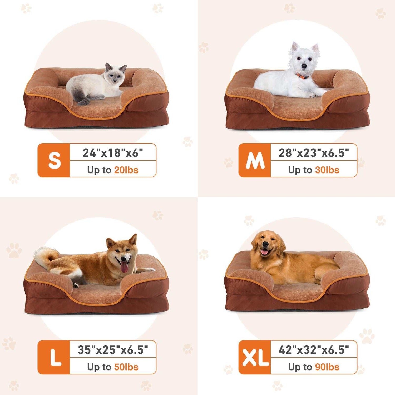 Memory foam pet bed with washable cover and non-slip base for small dogs and cats