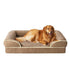 Gray and khaki pet sofa bed for medium large dogs, removable and washable dog mat
