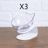 Non Slip Double Cat Bowl With Raised Stand Pet Food Cat Feeder Protect Cervical Vertebra Dog Bowl Transparent Pet Products null