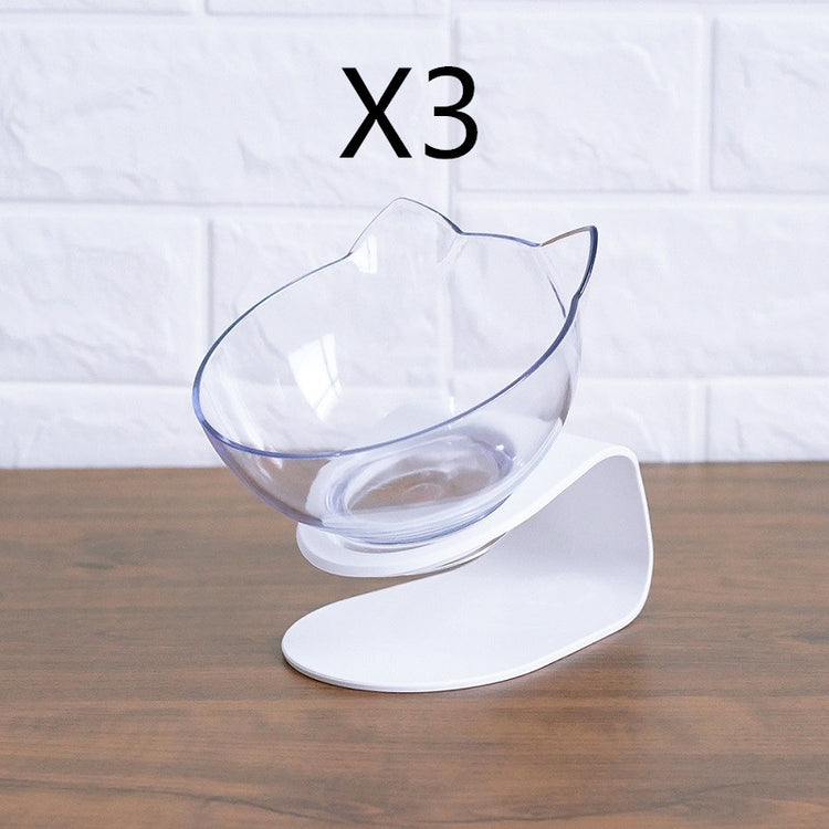 Non Slip Double Cat Bowl With Raised Stand Pet Food Cat Feeder Protect Cervical Vertebra Dog Bowl Transparent Pet Products null