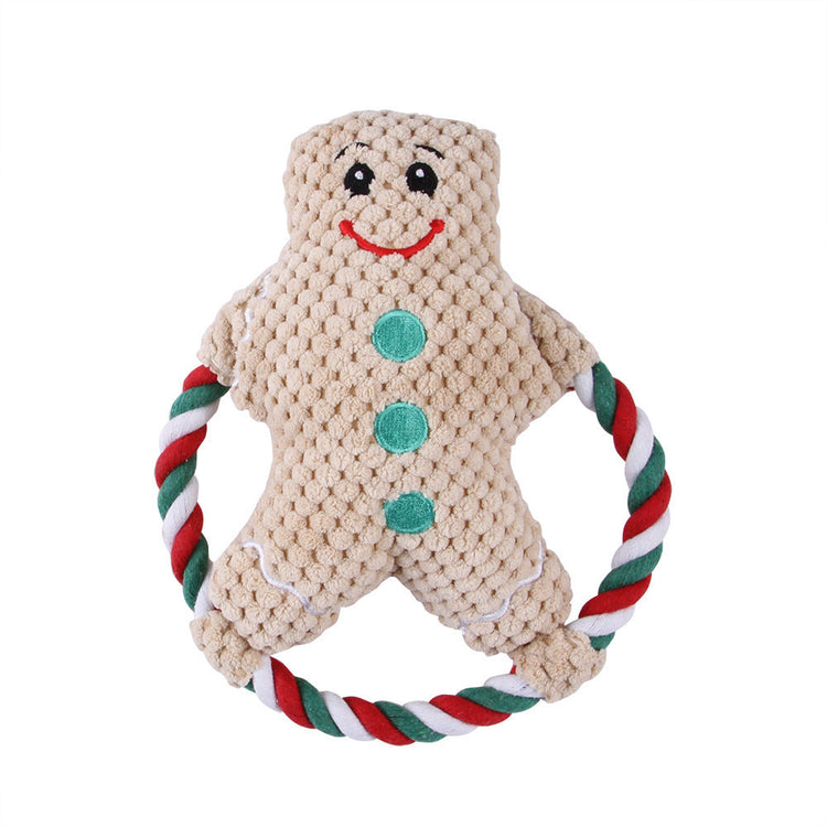 Pet Christmas plush rope toys featuring Santa Claus and Christmas bear designs