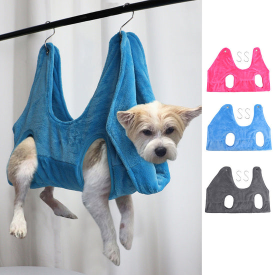 Pet dog and cat grooming hammock restraint bag for trimming and bathing